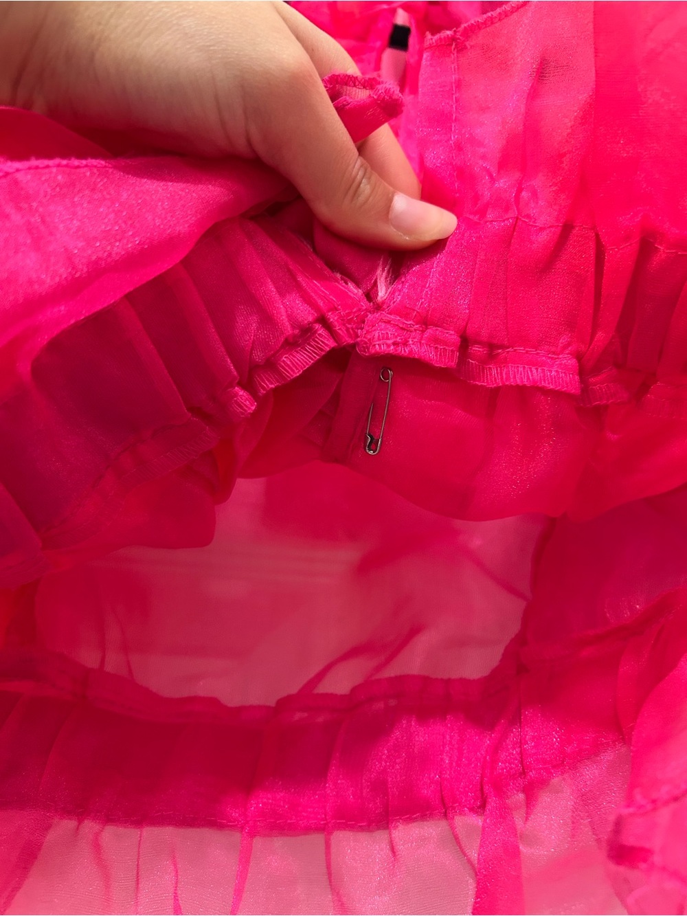 Bright Pink Voluminous Ruffle Women’s Blouse - Picture 6 of 7